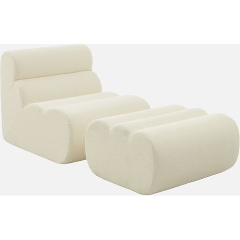 Sillón de borreguito texturizada con reposapiés (1/5)