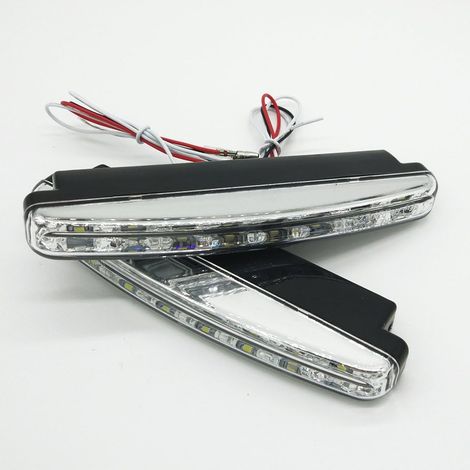 Feux diurnes à LED, 2 x 12 V 8 LED Feux diurnes Slim Daytime Running Lights Car Universal MNS (1/4)