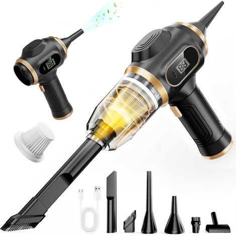 Aspirapolvere portatile per auto - mini aspirapolvere portatile senza fili - ricaricabile - con display LCD e bocchette multiple - potente aspirapolvere portatile (1/4)