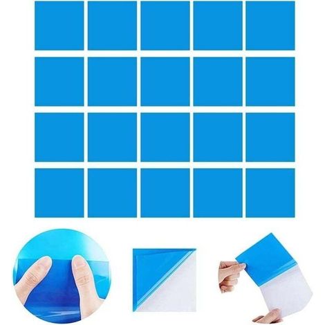 Lot de 20 rustines autocollantes en PVC pour piscine,Pour lit à eau,7 cm x 7 cm,Bleu (1/4)