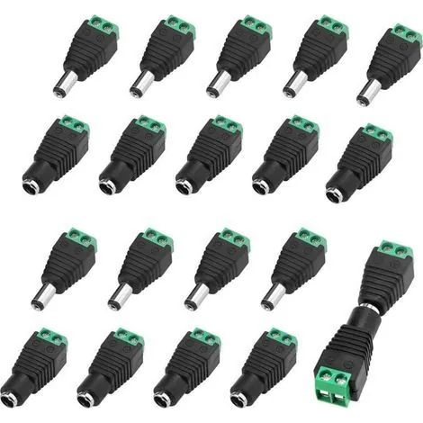 10 paires de connecteurs d'alimentation mâles et femelles 12 V CC 5,5 x 2,1 mm, adaptateur de prise, borne à vis (1/3)