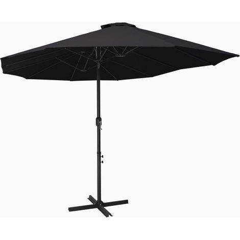 Parasol d'extérieur et mât en aluminium 460 x 270 cm noir (1/5)