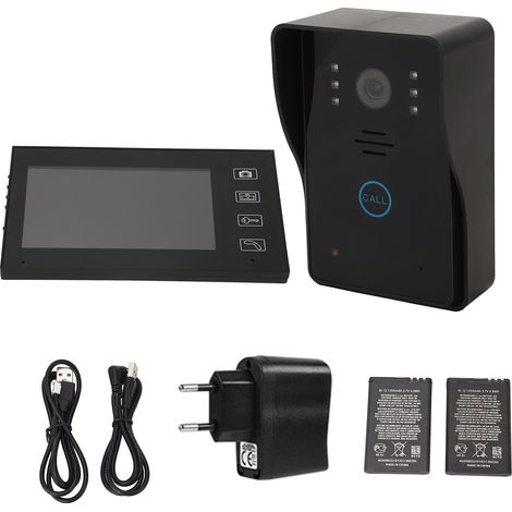 Sonnette vidéo sans fil numérique 7 pouces TFT avec écran, interphone de porte à un moniteur intérieur (1/5)