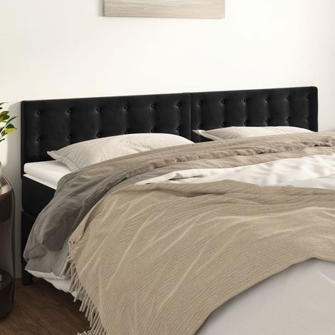 Cabeceros terciopelo negro 160x5x78/88 cm