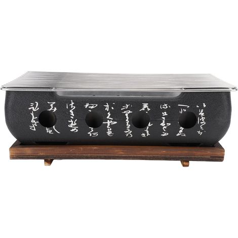 Barbecue japonais à charbon de bois rectangulaire, style calligraphie, chauffe rapide, base en alliage d'aluminium pour le camping, format XL. (1/5)