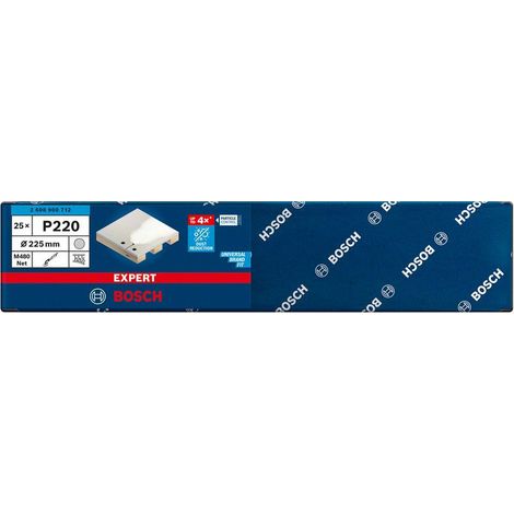 Malla de lija Expert M480 para lijadoras de cartón-yeso de 225 mm G 220 25uds. BOSCH 2608900712