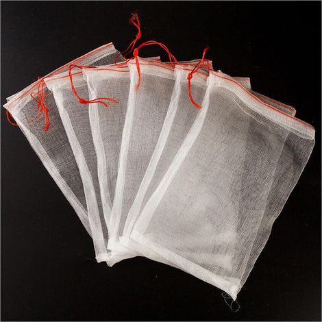 Lot de 100 sacs à fruits en nylon avec cordon 15 x 25 cm, protection des fruits contre oiseaux et insectes, jardin potager (1/5)
