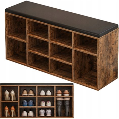 Schuhschrank mit Sitzbank Loft-Flur rustikal braun 104 cm (1/5)