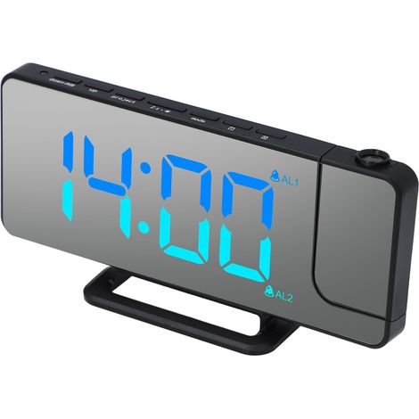 Réveil à Projection, Horloge Numérique de 7,4 Pouces avec Projecteur Rotatif à 180°, écran LED, Variateur de luminosité à 6 Niveaux, Veilleuse RVB, Répétition de 60 Minutes (1/5)