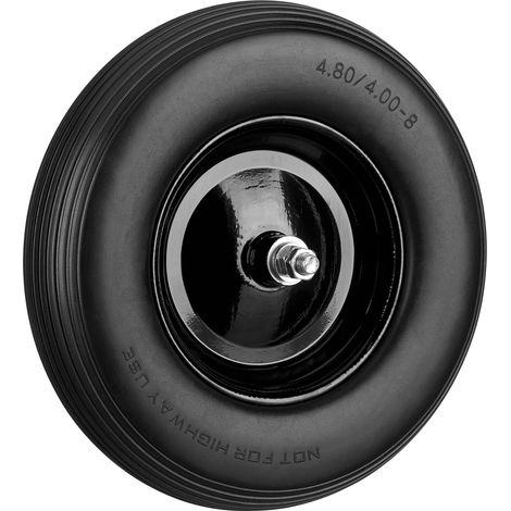 Noir brouette, Roue de Rechange avec axe, 4.80 4.00-8, Caoutchouc PU essieu 100 kg (1/5)