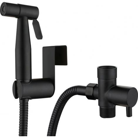 Doccetta bidet, soffione doccia per bagno, doccetta a mano, set completo, nero, nero (1/5)