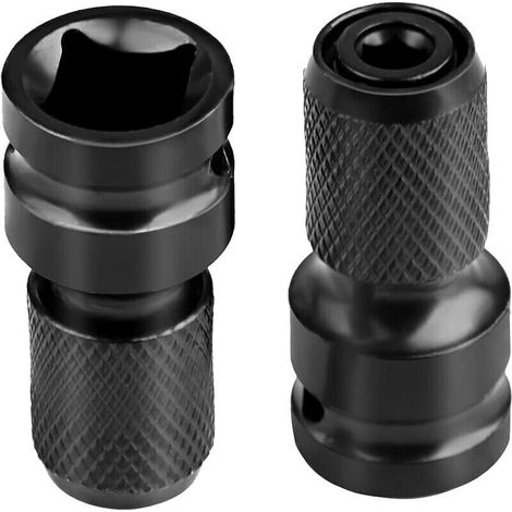 Adaptateur pour douille à chocs, carré 1/2" vers hexagonal 1/4", pour clé à cliquet à chocs et porte-embouts de tournevis - 2 pièces (1/5)