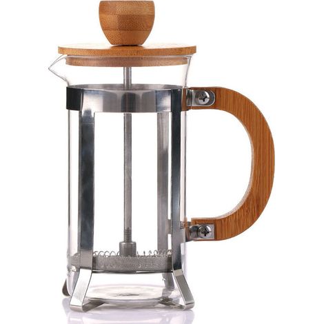 French-Press-Kaffeemaschine, French-Press-Kaffeemaschine, 350 ml, 12 Unzen, 1–2 Tassen, kleine Teepresse aus Borosilikatglas mit Bambusgriff (1/5)