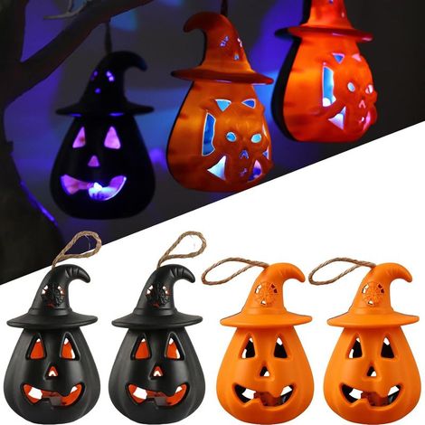 CCYKXA4PCS Citrouille Halloween Lumineuse LED Décoration Lanterne Halloween Citrouille Décorations d'halloween avec Lanternes Intérieures et Extérieures (1/5)