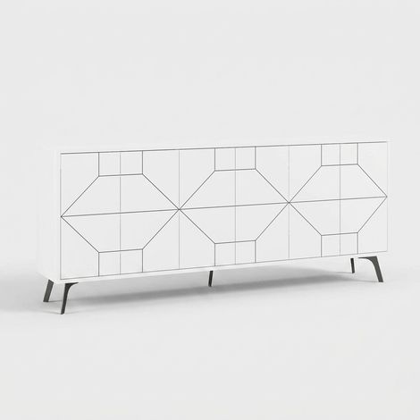 Madera moderna para salón con puertas push to open Dune 183 - Blanco (1/5)