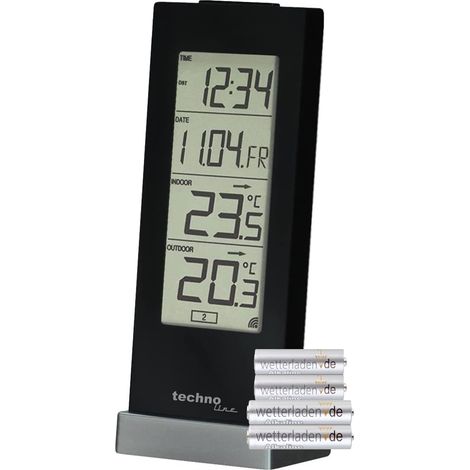 Technoline WS 9767 Station météo numérique avec piles et horloge radio-pilotée, noire (1/5)
