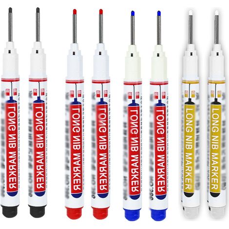 Marker - Pointe Allongée 20 Mm - Pour Bois Métal Verre Plastique Carrelage - Encre Résistante À L'Eau - Lot De 8 (1/5)
