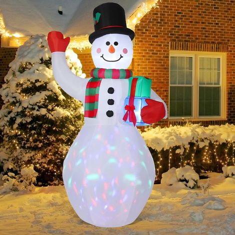 HAUSPROFI Inflable Iluminado de 1,5m/2,4m con Luces LED Rotativas, Decoración de Navidad para Jardín, Jardín delantero, Terraza, Fiesta – Decoración para Exteriores e Interiores (1/5)