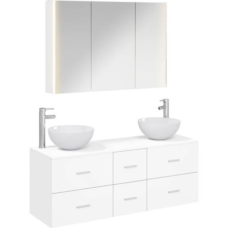 Ensemble de mobilier de salle de bain 4 pcs Blanc vidaXL (1/5)