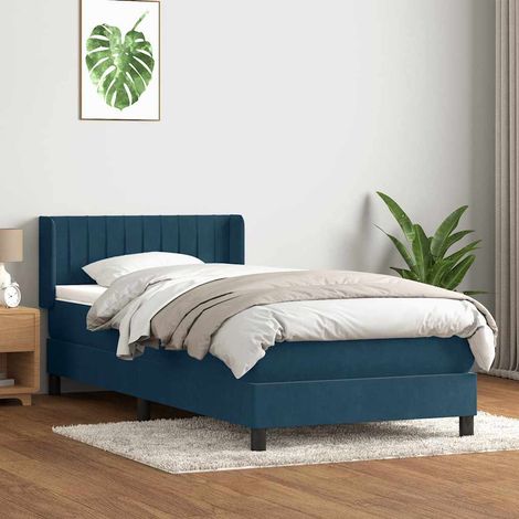 Boxspringbett mit Matratze Dunkelblau 80x220 cm Samt (1/5)