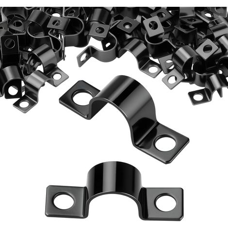 120 Pièces Colliers de Serrage en U 8 mm Colliers en U à Deux Trous U-Collier de Serrage Tuyau Acier au Carbone U-Tube Pince Anneau Fixation Tuyau pour 8 mm Câbles Flexibles Clôtures (1/5)