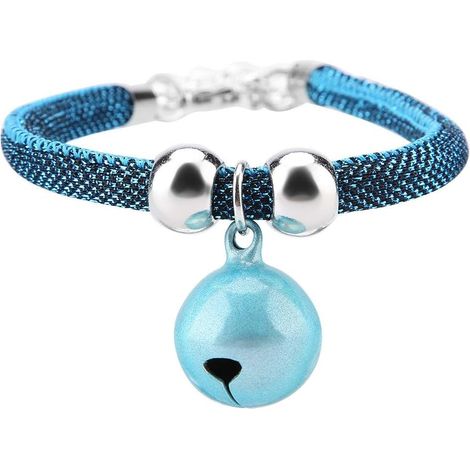 NineClouds Collier pour animaux de compagnie de style japonais, accessoire en nylon collier de cloche de chat avec cloche (bleu) (1/5)