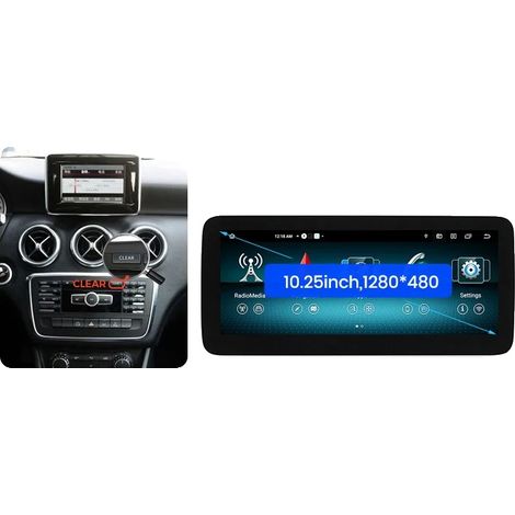 Radio para coche, compatibilidad con smartphones, funciones multimedia, compatible con Benz Clase A / GLA / CLA, 10,25" 4-64GB 4,5 (1/2)