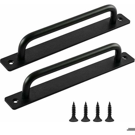 2 Pièces Poignée de Porte de Grange Coulissante,Traction de Poignée de Porte Coulissante avec Plaque Acier Inox pour Portes de (1/5)