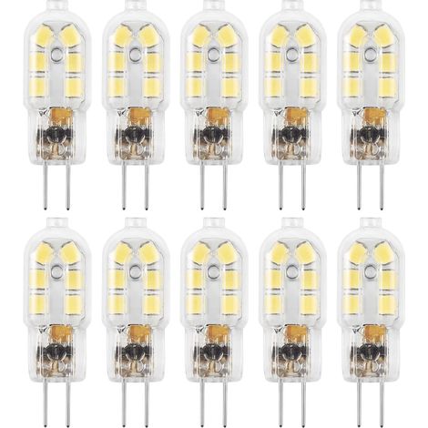 Ampoule LED 12 V JC G4 à deux broches, non dimmable, équivalent à une ampoule halogène G4 20 W, blanc chaud 3000 K, lot de 10 (1/5)