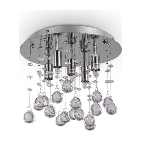 Plafoniera Contemporanea Moonlight Metallo-Cristallo Cromo 5 Luci G9 3W 3000K (1/2)