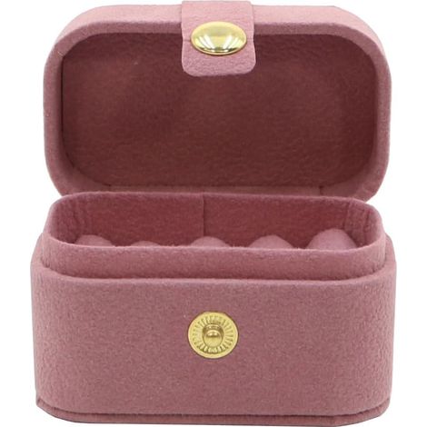 Boîte à bagues de voyage en cuir synthétique avec 4 emplacements pour bagues pour voyage d'affaires (rose) (1/5)