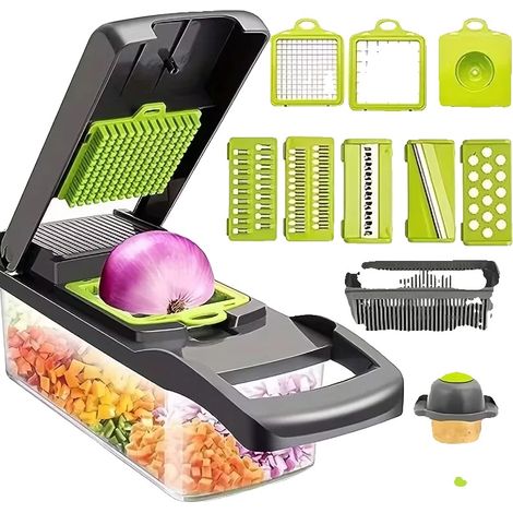 Affettatrice per verdure, funzionamento manuale, lame multiuso, 16 in 1 (1/2)
