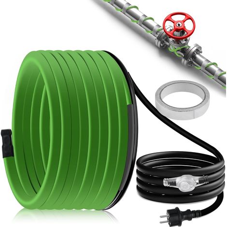 18 m Thermostat Heating Cable 35 W/m Self-Regulating Anti-Freeze with Indicator Light for Heat Transfer Heating Water Pipes, Willow Gutters and Drinkers, IP68 (1/5)