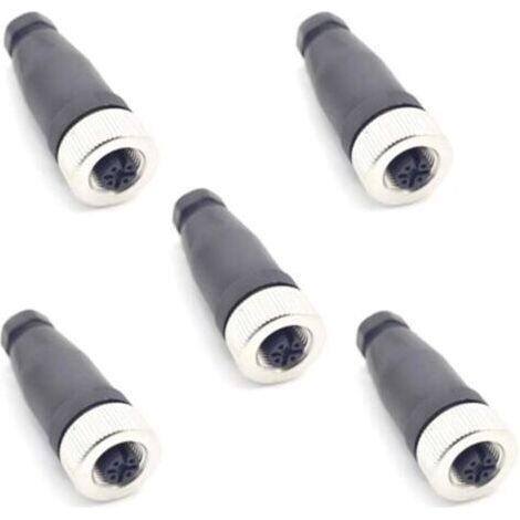 5 Pcs M12 5 Pôles Femelle Connecteur, IP67 Étanche A Codés Droits 5 Broches sur Place à Vis Capteur 12mm M12 5 Core Connecteurs Ronds Accessoires pour l'automatisation Industrielle 125V 4A AC/DC