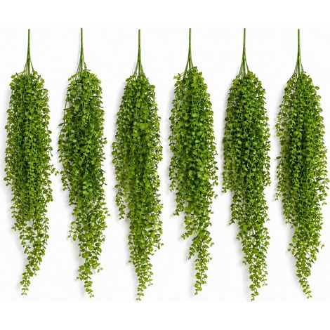 Pack of 6 x 90cm Artificial Trailing Hanging Plant Green Faux Cascading Foliage (1/4)