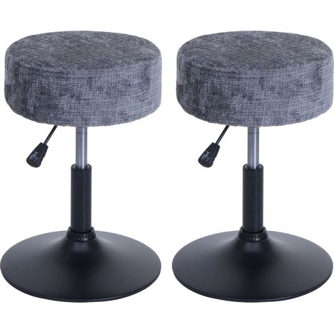 2er-Set Hocker HHG-883, Sitzhocker, höhenverstellbar drehbar Ø 37cm Stoff Chenille (465g/m²) MVG dunkelgrau