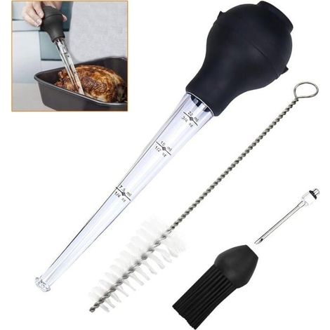 Spritze für Fleisch, türkische Hähnchensoße mit Birne, inklusive Reinigungsbürste, Silikonbürste und Injektionsnadel