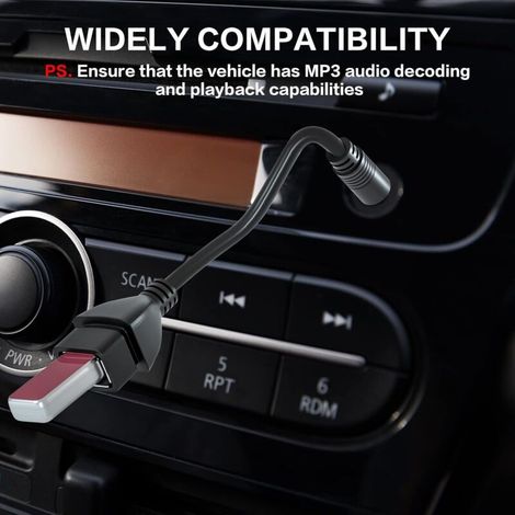 Adattatore da USB a jack, convertitore da USB 2.0 a jack audio stereo ausiliario maschio da 3,5 mm, cavo connettore USB per musica, adatto per autoradio, CD audio, ecc. (richiede la funzione di decodi (1/5)