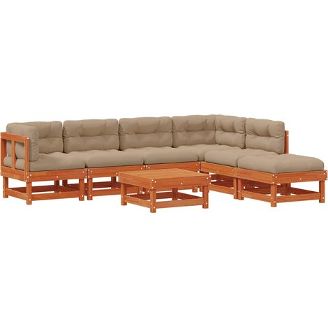 Conjunto de Sofás de Jardín 7 pcs Marrón Cera vidaXL (1/5)