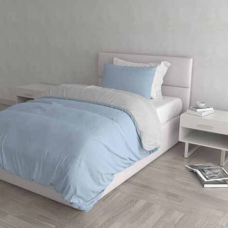 Housse de Couette Bleu Clair/Gris Clair, 1 Place et demie (1/5)