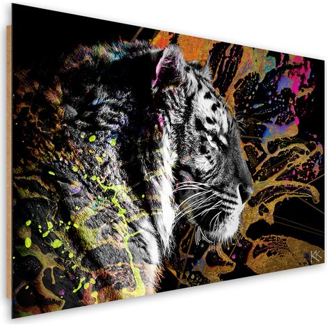 Quadro deco panel, Tigre su uno sfondo colorato - 90x60 (1/5)