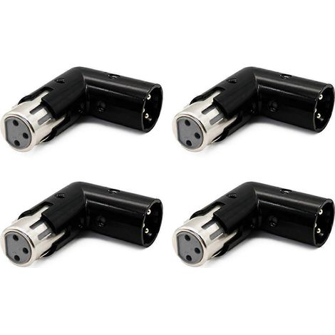 Adaptateur XLR coudé 3 broches mâle vers femelle XLR à 90 degrés (lot de 4) (1/5)