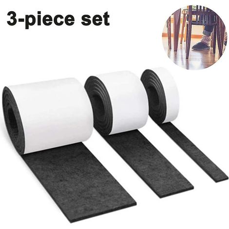 Lot de 3 patins de meubles en feutre, rouleau de ruban adhésif en feutre résistant avec support autocollant, ruban adhésif en feutre pour protéger les sols en bois, les chaises et les murs. (1/5)