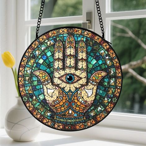 Capteur de Soleil en Vitrail Décoration Spirituelle pour Maison 9cm (1/4)