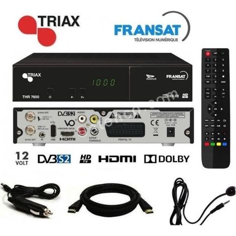 Récepteur satellite - TRIAX - THR 7600 HD - 12V - Carte FRANSAT - HDMI 2M