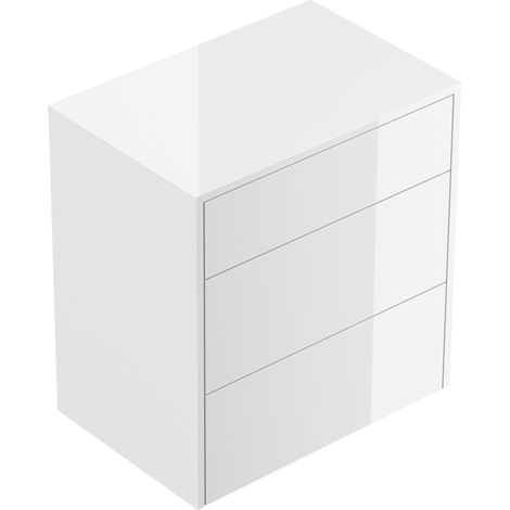 Design Nachttisch Lux L 60cm hängend, 3 Pushauszüge Weiß Hgl