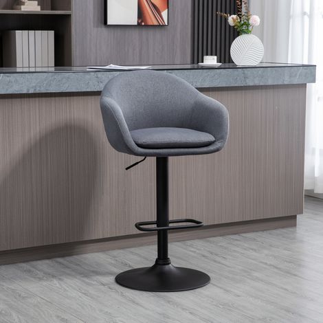 Sedia girevole regolabile in altezza effetto lino grigio OKMYHOME (1/5)