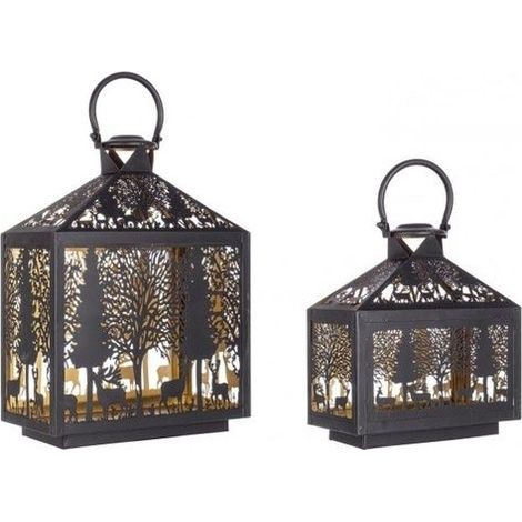 Set 2 Lanterne Bizzotto Alizee Nero Oro - 0971576