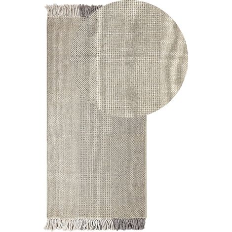 Tappeto moderno in lana con frange 80 x 150 cm grigio Tekeler (1/5)