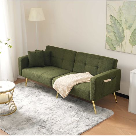 Sofá cama reclinable con bolsillos verde OKMYHOME (1/5)